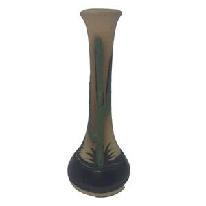 Desert Pottery 6" Tall Vase Folk Art Cactus Signed Western‎ Southwest